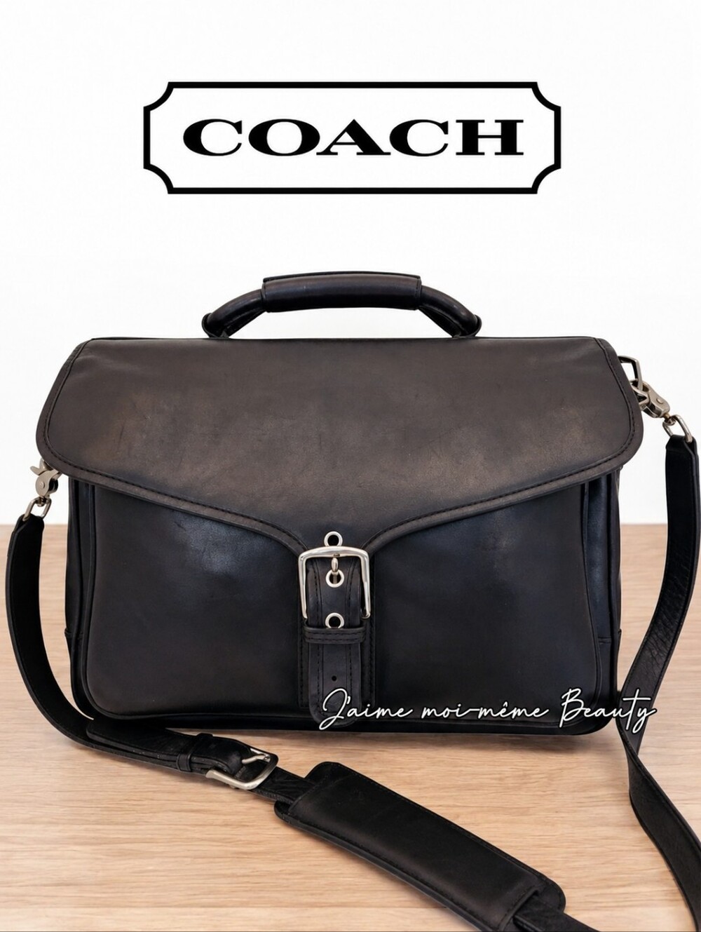 COACH RETAIL Vintage Y2K ALL LEATHER EXTERIOR Black Leather Laptop Bag - EUC